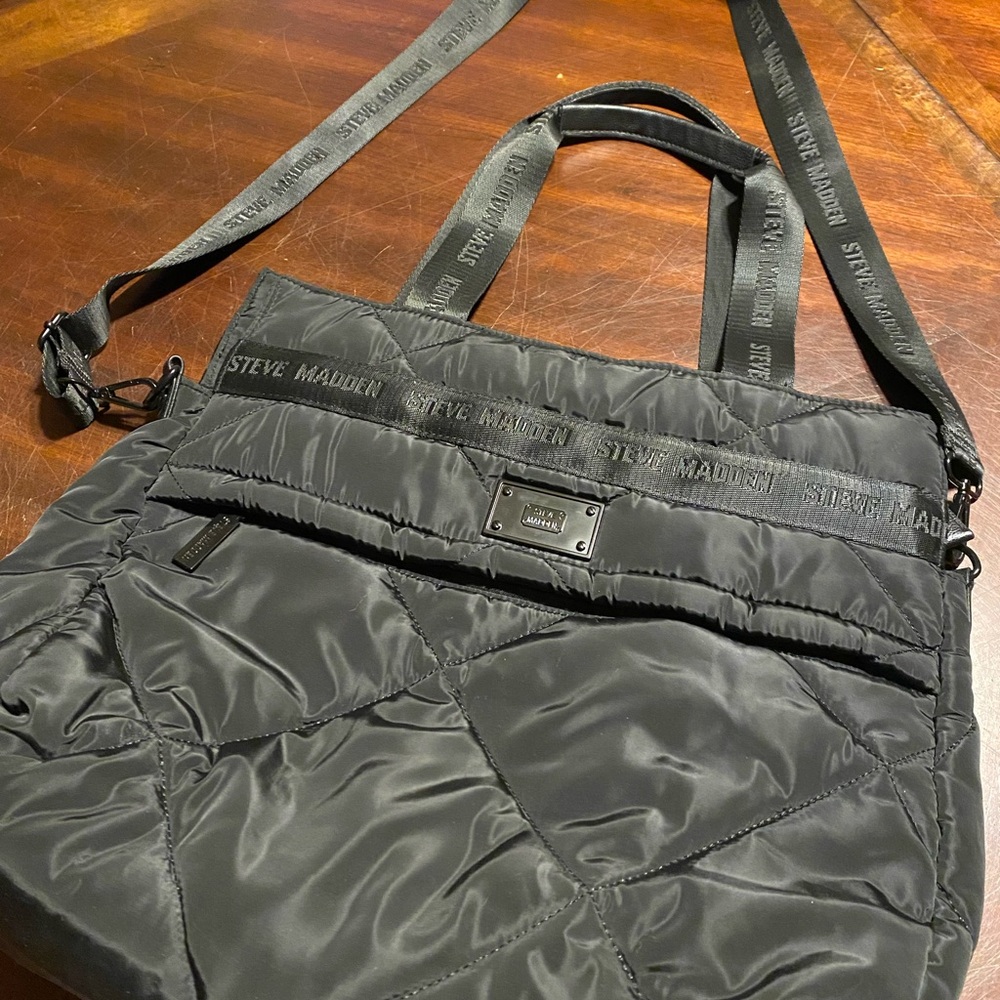 Steve Madden Quilted Black Duffel Bag